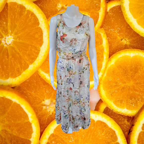 NWT Lara‎ G. By Lara Guidotti Floral Airy Silk Blend Blouson Dress Size Large - Picture 9 of 9